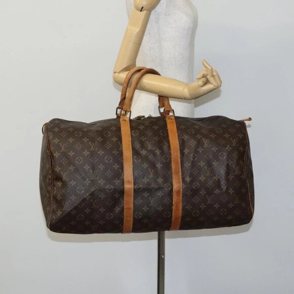 LOUIS VUITTON Monogram Keepall 55 Boston Bag M41424 LV Auth MY147 - Picture 3 of 16